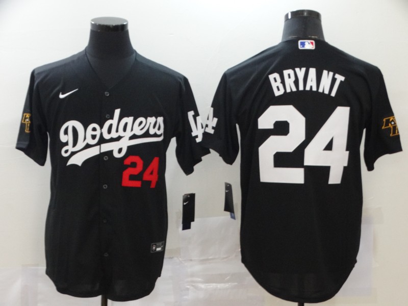 Men Los Angeles Dodgers #24 Bryant Black Nike Game MLB Jerseys